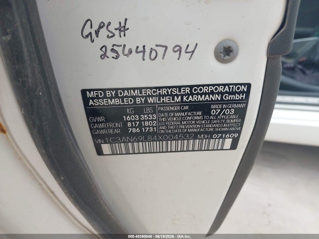 45390046 :رقم المزاد ، 1C3AN69L84X004532 vin ، 2004 Chrysler Crossfire مزاد بيع