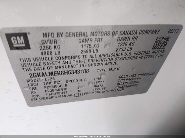GMC Terrain Sle-1 2017 2GKALMEK8H6343188 Image 9