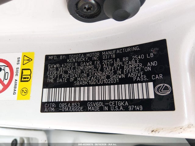 Lexus ES 350 2018 58ABK1GG1JU102031 Image 9