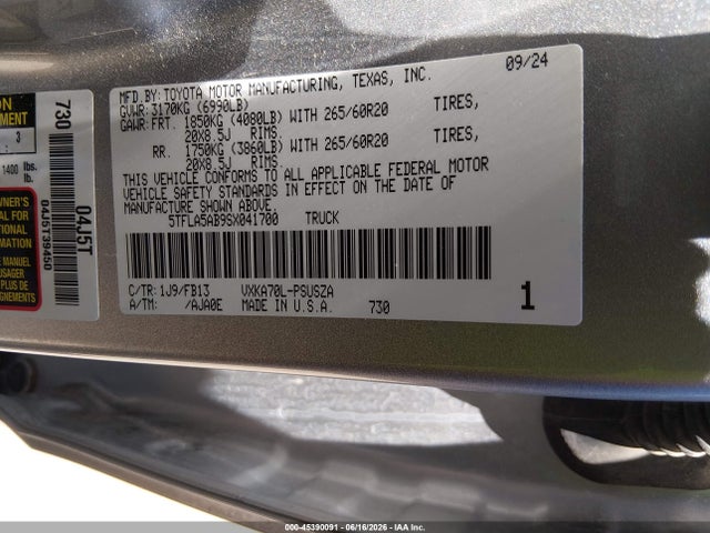 Toyota Tundra Sr5 2025 5TFLA5AB9SX041700 Image 9