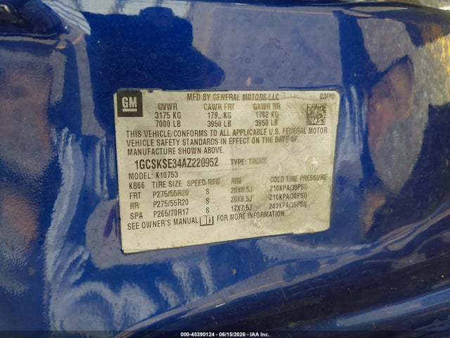 Продажа на аукционе авто 2010 Chevrolet Silverado 1500 Lt, vin: 1GCSKSE34AZ220952, номер лота: 45390124
