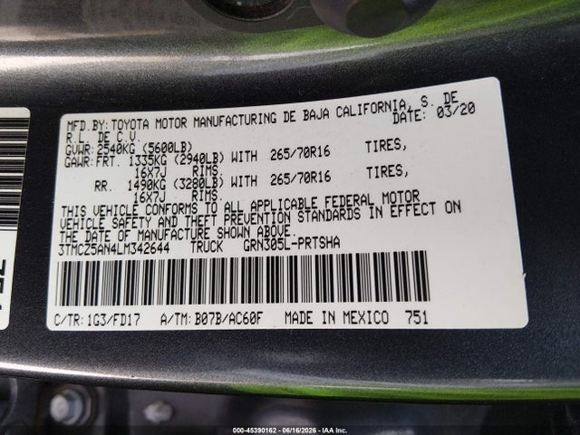3TMCZ5AN4LM342644 Toyota Tacoma Trd Off-road