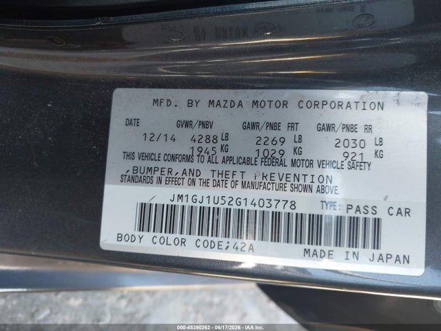 JM1GJ1U52G1403778 Mazda Mazda6 I Sport