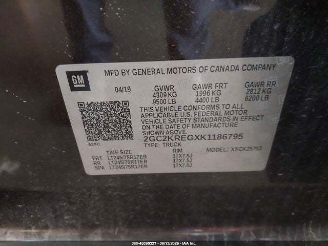 2GC2KREGXK1186795 Chevrolet Silverado 2500hd Wt