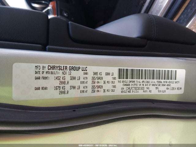 Aukcja sprzedaży 2013 Jeep Grand Cherokee Overland, vin: 1C4RJFCT9DC631833, numer aukcji: 45390331