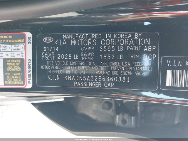 KIA RIO EX 2014 KNADN5A32E6360381 Image 9