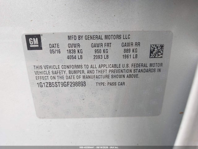 Chevrolet MALIBU LS 2016 1G1ZB5ST9GF298893 Image 9