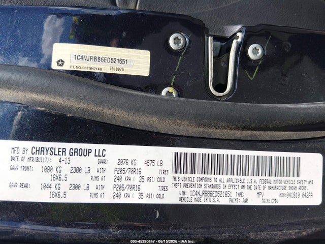 1C4NJRBB6ED521651 Jeep Patriot Sport
