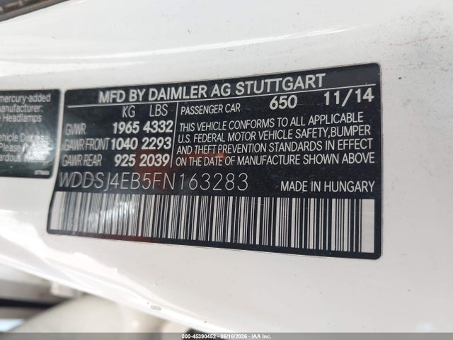 Mercedes-Benz CLA 250 2015 WDDSJ4EB5FN163283 Image 9