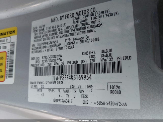 Ford Mustang Gt Premium 2019 1FATP8FF4K5169954 Image 9