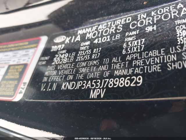 KIA SOUL + 2018 KNDJP3A53J7898629 Image 9