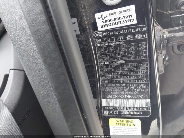Продажа на аукционе авто 2017 Land Rover Discovery Sport Hse, vin: SALCR2BG1HH662281, номер лота: 45390582