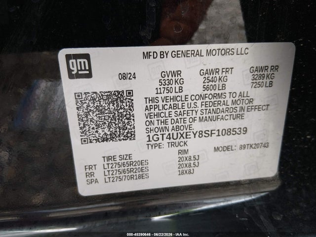 Продажа на аукционе авто 2025 Gmc Sierra 2500hd 4wd  Standard Bed Denali Ultimate, vin: 1GT4UXEY8SF108539, номер лота: 45390646