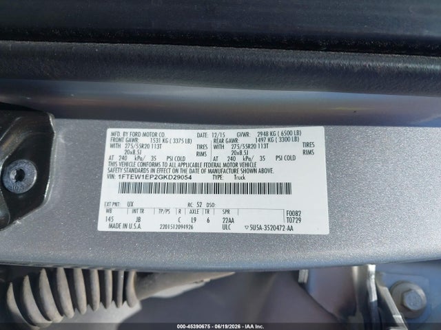 1FTEW1EP2GKD29054 Ford F-150 Lariat/xl/xlt