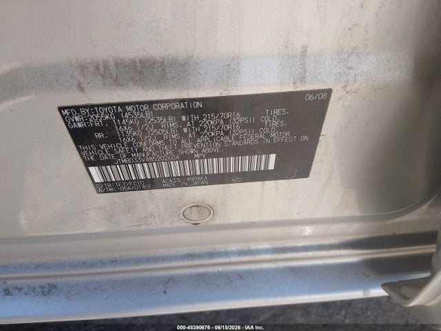 Aukcja sprzedaży 2008 Toyota Rav4, vin: JTMBD33V485202604, numer aukcji: 45390676
