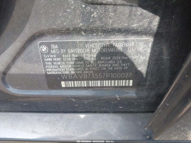 Aukcja sprzedaży 2007 Bmw 335i, vin: WBAVB73557P100027, numer aukcji: 45390684