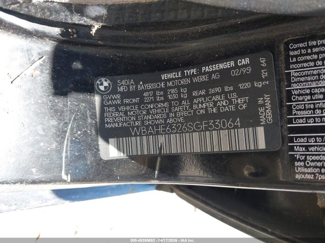 Auction sale of the 1995 Bmw 540 I Automatic, vin: WBAHE6326SGF33064, lot number: 45390692