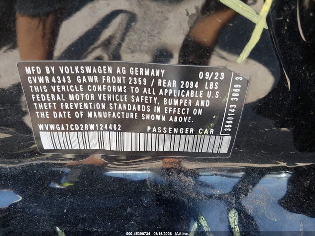 2024 Volkswagen Golf Gti 2.0t S მანქანა იყიდება აუქციონზე, vin: WVWGA7CD2RW124462, აუქციონის ნომერი: 45390734
