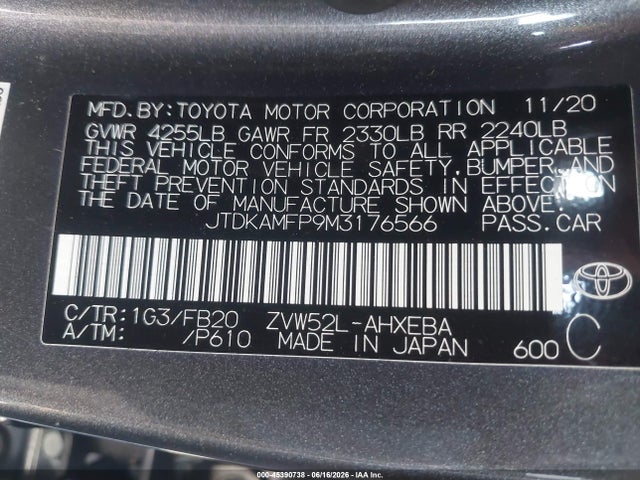 Toyota Prius Prime Le 2021 JTDKAMFP9M3176566 Image 9