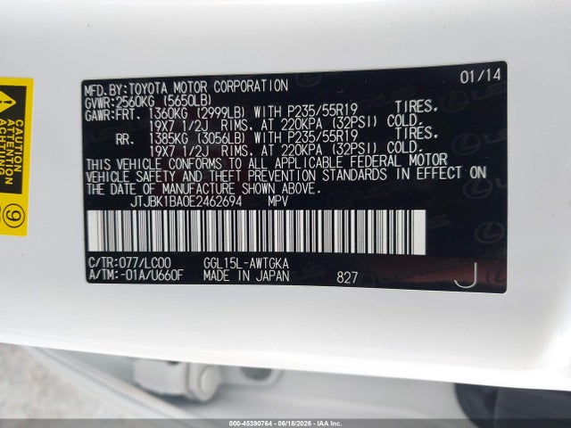 JTJBK1BA0E2462694 Lexus RX 350