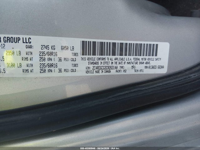 Aukcja sprzedaży 2012 Dodge Grand Caravan Sxt, vin: 2C4RDGCG3CR263140, numer aukcji: 45390946