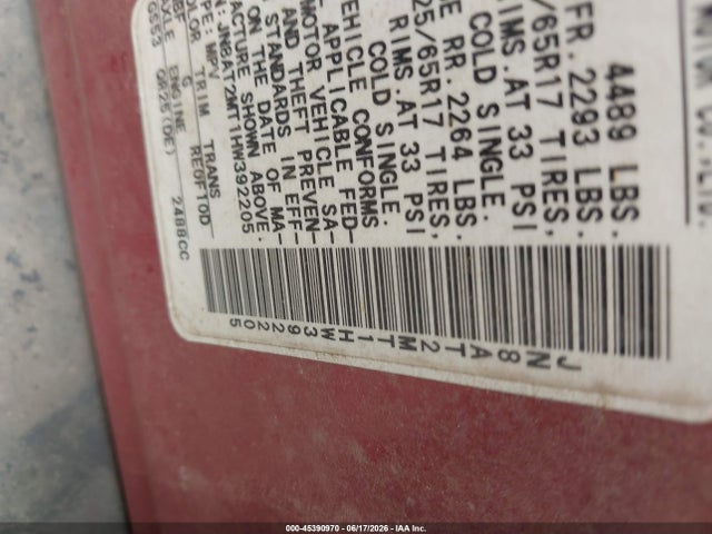 Aukcja sprzedaży 2017 Nissan Rogue Sv, vin: JN8AT2MT1HW392205, numer aukcji: 45390970