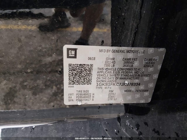 Продаж на аукціоні авто 2018 Gmc Yukon Xl Sle, vin: 1GKS1FKC7JR378334, номер лоту: 45391111