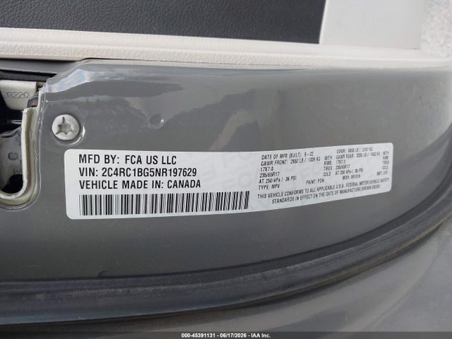 Продажа на аукционе авто 2022 Chrysler Pacifica Touring L, vin: 2C4RC1BG5NR197629, номер лота: 45391131