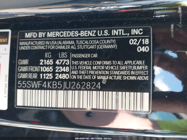 55SWF4KB5JU262824 Mercedes-Benz C 300 4matic