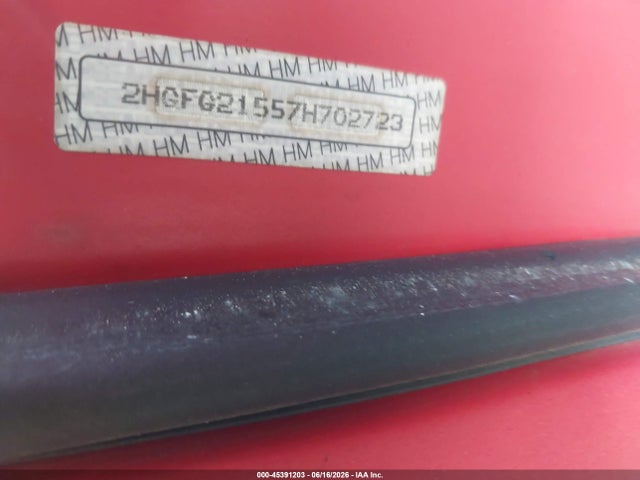 45391203 :رقم المزاد ، 2HGFG21557H702723 vin ، 2007 Honda Civic Si مزاد بيع