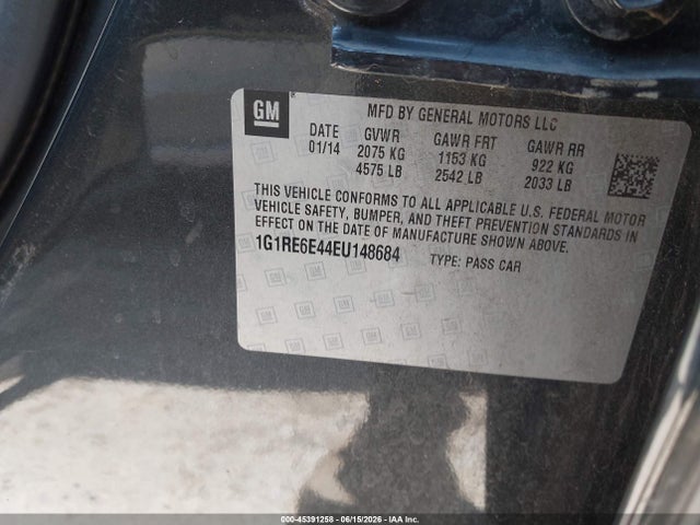 Продаж на аукціоні авто 2014 Chevrolet Volt, vin: 1G1RE6E44EU148684, номер лоту: 45391258