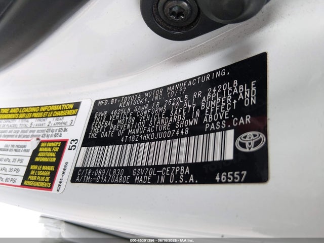 4T1BZ1HK0JU007448 Toyota Camry Xse V6