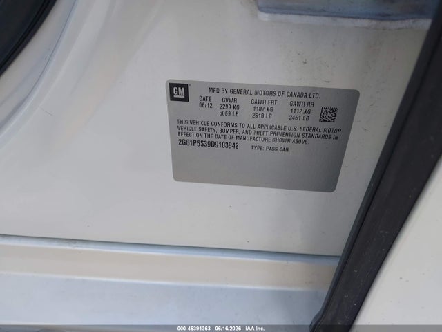 Aukcja sprzedaży 2013 Cadillac Xts Luxury, vin: 2G61P5S39D9103842, numer aukcji: 45391363