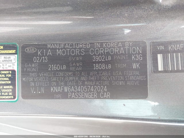 Auction sale of the 2013 Kia Forte Koup Sx, vin: KNAFW6A34D5742024, lot number: 45391386