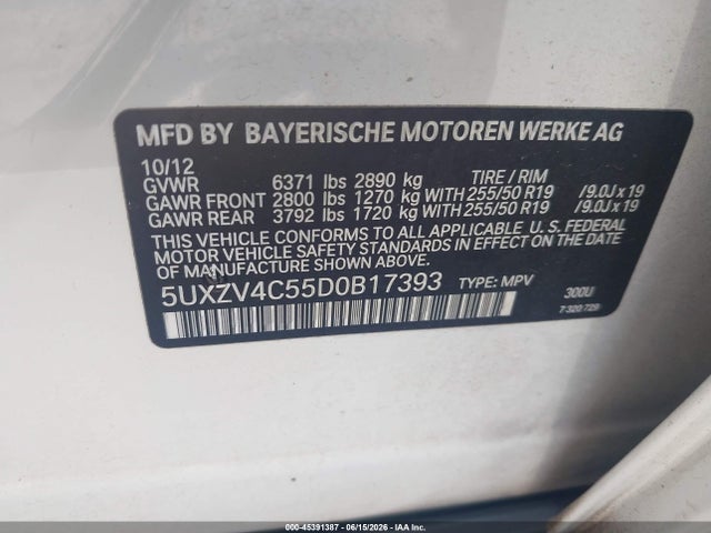 Продажа на аукционе авто 2013 Bmw X5 Xdrive35i/xdrive35i Premium/xdrive35i Sport Activity, vin: 5UXZV4C55D0B17393, номер лота: 45391387