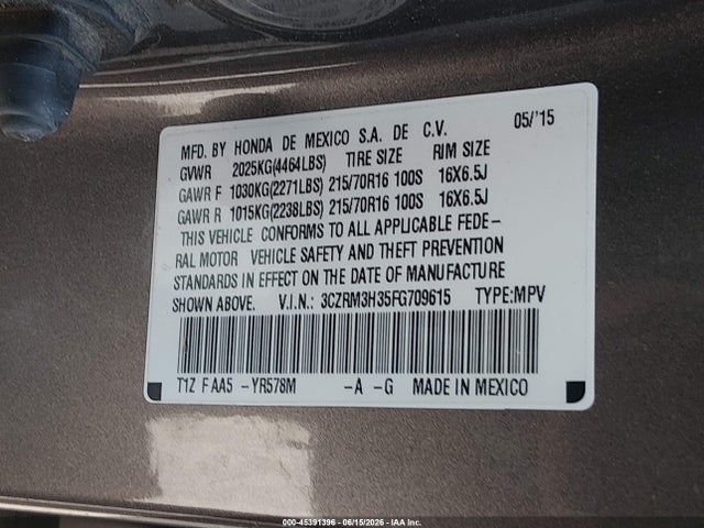 Honda CR-V LX 2015 3CZRM3H35FG709615 Image 9