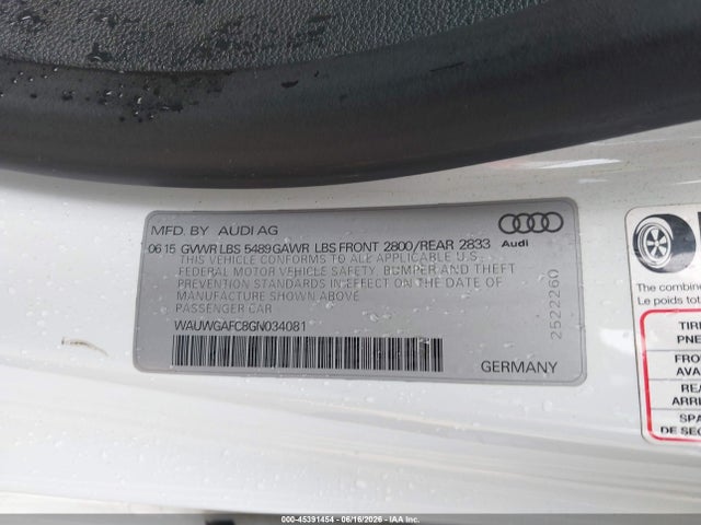 Продаж на аукціоні авто 2016 Audi A7 3.0t Premium Plus, vin: WAUWGAFC8GN034081, номер лоту: 45391454