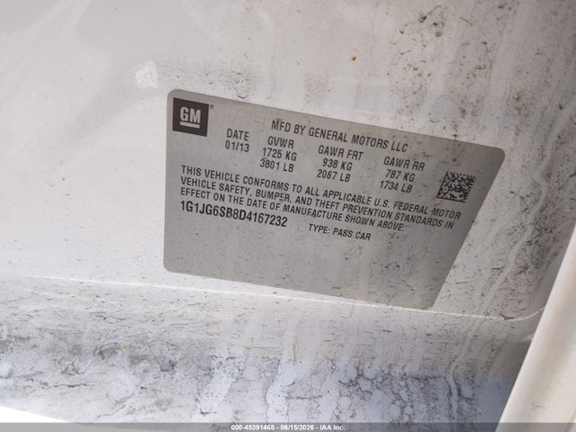Aukcja sprzedaży 2013 Chevrolet Sonic Rs Auto, vin: 1G1JG6SB8D4167232, numer aukcji: 45391468
