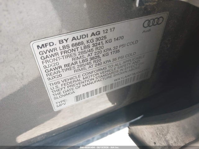 Audi Q7 3.0t Premium 2018 WA1LAAF78JD027701 Image 9