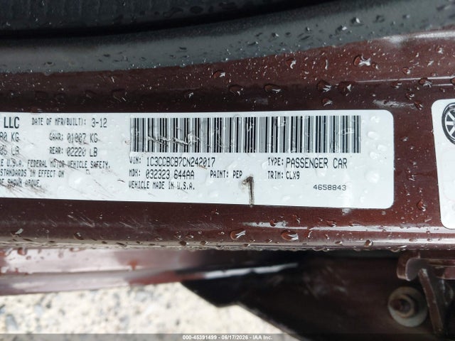 Продаж на аукціоні авто 2012 Chrysler 200 Limited, vin: 1C3CCBCB7CN242017, номер лоту: 45391499