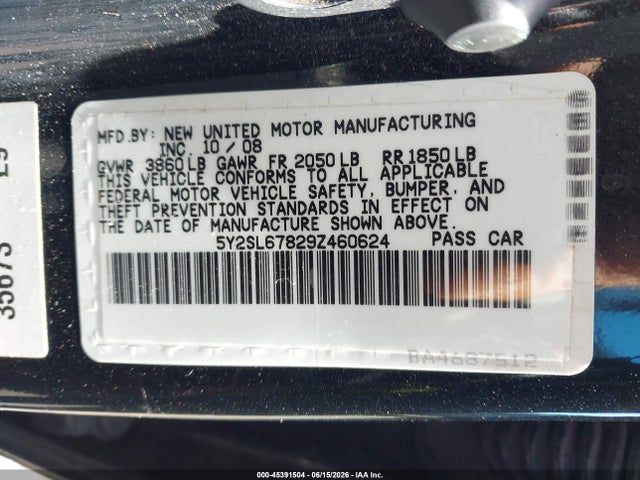 45391504 :رقم المزاد ، 5Y2SL67829Z460624 vin ، 2009 Pontiac Vibe مزاد بيع