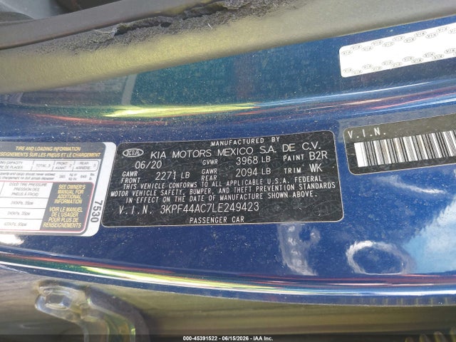 KIA FORTE GT 2020 3KPF44AC7LE249423 Image 9