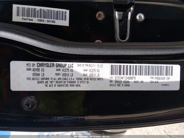 45391560 :رقم المزاد ، 2C3CCAKT1DH699579 vin ، 2013 Chrysler 300c Awd مزاد بيع