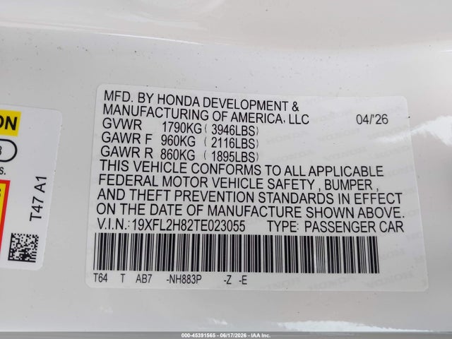 Honda Civic Sport 2026 19XFL2H82TE023055 Image 9