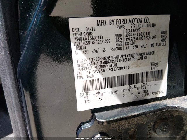 1FT8W3BT3GEC88118 Ford F-350 Lariat/xl/xlt