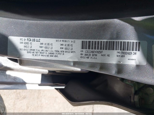 Продаж на аукціоні авто 2015 Chrysler 200 Limited, vin: 1C3CCCAB6FN702507, номер лоту: 45391674