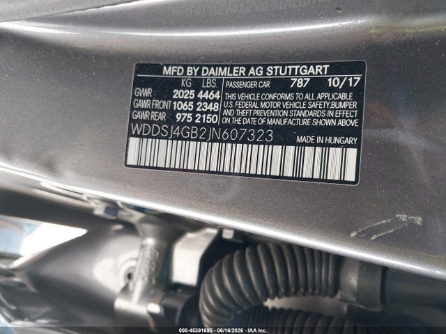 Aukcja sprzedaży 2018 Mercedes-benz Cla 250 4matic, vin: WDDSJ4GB2JN607323, numer aukcji: 45391695