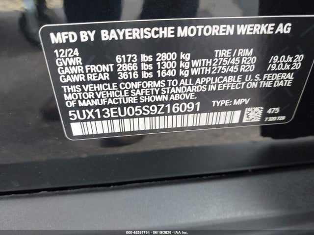 Aukcja sprzedaży 2025 Bmw X5 Sdrive40i, vin: 5UX13EU05S9Z16091, numer aukcji: 45391754