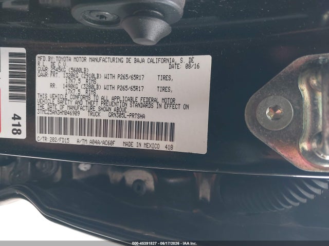Продаж на аукціоні авто 2017 Toyota Tacoma Trd Sport, vin: 3TMCZ5AN3HM046909, номер лоту: 45391827