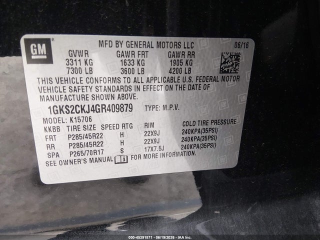 Продаж на аукціоні авто 2016 Gmc Yukon Denali, vin: 1GKS2CKJ4GR409879, номер лоту: 45391871